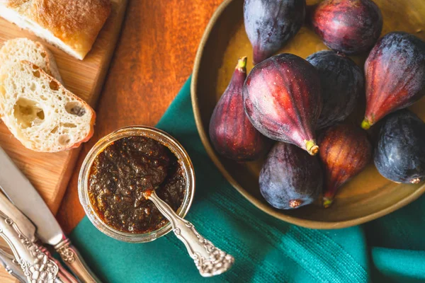 Fig Jam in a Glass Jar, and Fresh Figs
