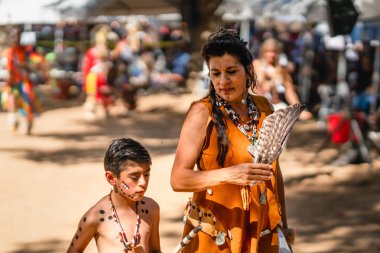 Live Oak Campground, Santa Barbara, CA/USA - October 5, 2019 Native Americans gather to celebrate their heritage. Santa Ynez Chumash Inter-Tribal Pow Wow. clipart