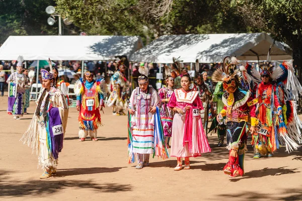 stock image Live Oak Campground, Santa Barbara, CA/USA - October 5, 2019 Santa Ynez Chumash Inter-Tribal Pow Wow. Native Americans in Full Regalia.  Santa Ynez Chumash Inter-Tribal Pow Wow.