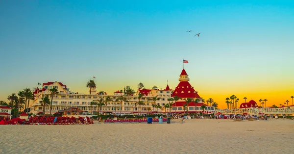 Otel Del Coronado San Diego California Viktorya Oteli Gün Batımında — Stok fotoğraf