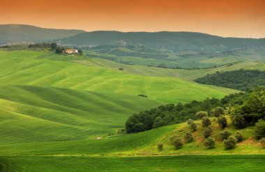 Toskana, İtalya, Avrupa'nın yaz manzara