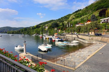 Bahar manzara Stresa resort, Lake Maggiore, İtalya, Avrupa'nın