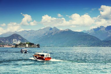 Bahar manzara Stresa resort, Lake Maggiore, İtalya, Avrupa'nın