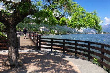 Bahar manzara Stresa resort, Lake Maggiore, İtalya, Avrupa'nın