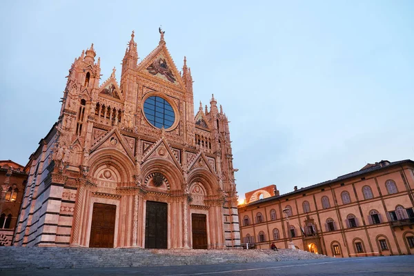 Vista Noturna Catedral Siena Santa Maria Assunta Duomo Siena Siena — Fotografia de Stock