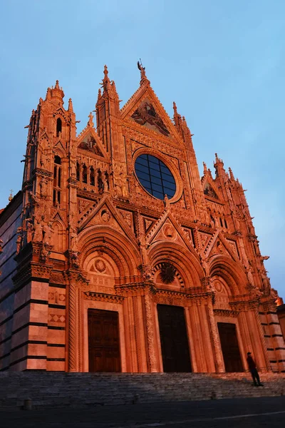 Vista Noturna Catedral Siena Santa Maria Assunta Duomo Siena Siena — Fotografia de Stock