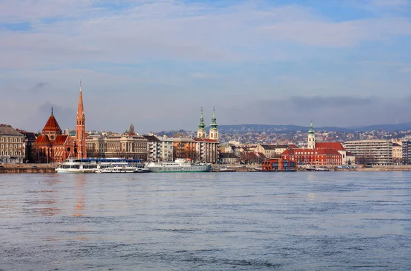 Donau Panorama Donau Boedapest Uitzicht Donau Boedapest Dijk Van Rivier — Stockfoto