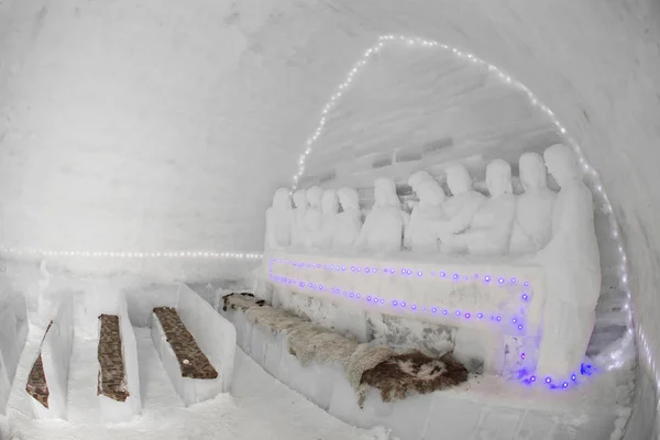 Słynny Ice Hotel Zamarznięte Jezioro Balea Europie Fagaras Góry Siedmiogrodzie — Zdjęcie stockowe