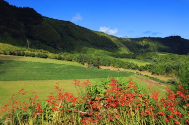 Sete Cidades manzarası, Sao Miguel Adası, Azores Portekiz