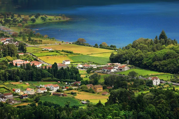 Krajobraz Sete Cidades Wyspa Sao Miguel Azory Portugalia — Zdjęcie stockowe