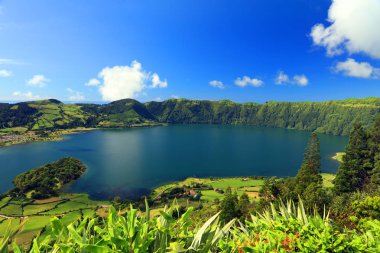Sete Cidades, Sao Miguel Adası, Azores Portekiz havadan görünümü