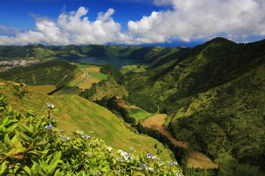 Sao Miguel Island, Azor Takımadaları, Poprtugal, Europe Sete Cidades peyzaj