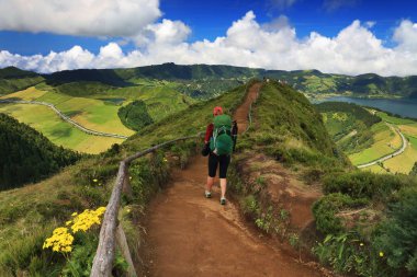 Sete Cidades manzarası, Sao Miguel Adası, Azores, Avrupa