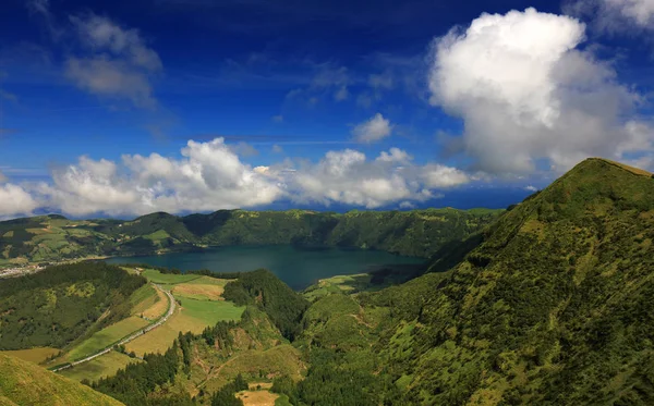 Paisaje Sete Cidades Isla San Miguel Archipiélago Las Azores Poprtugal — Foto de Stock