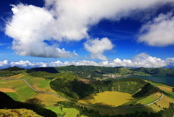 Sete Cidades Manzarası Sao Miguel Adası Azores Avrupa — Stok fotoğraf