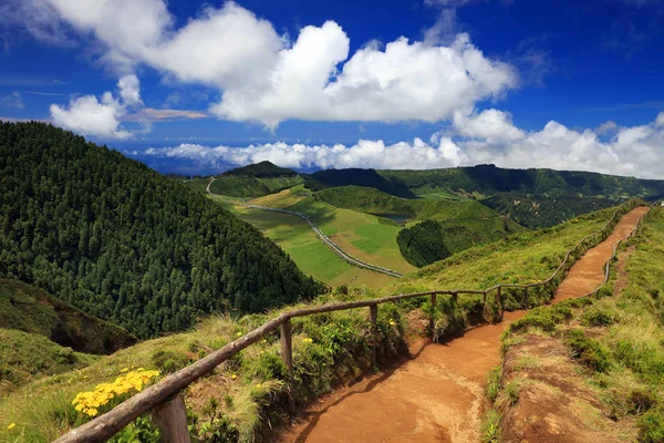 Ландшафт Sete Cidades Остров Сао Фалуэль Азорские Острова Европа — стоковое фото