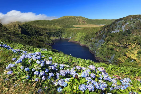 Lagoa Comprida Ilha Das Flores Arquipélago Dos Açores Portugal Europa — Fotografia de Stock