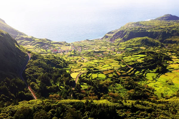 Paisagem Verão Idílica Ilha Das Flores Açores Portugal Europa — Fotografia de Stock