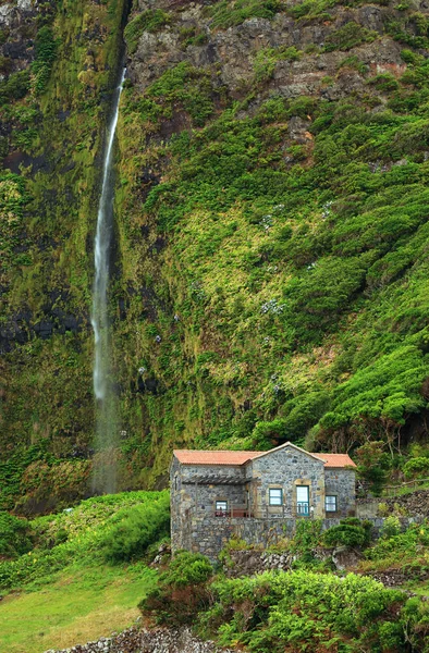 Waterfall Landscape Flores Island Azores Portugal Europe — Stock Photo, Image