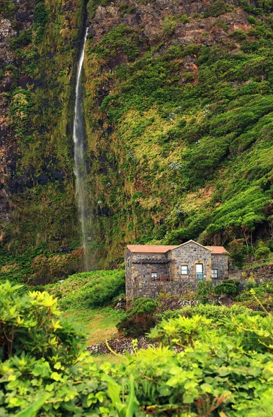 Paisagem Cachoeira Ilha Das Flores Açores Portugal Europa — Fotografia de Stock