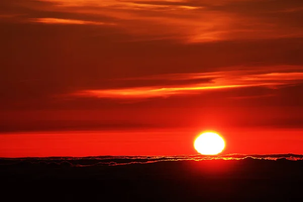 Lever Soleil Sur Océan Atlantique Partir Pico Volcano 2351M Île — Photo