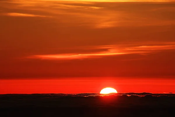 Lever Soleil Sur Océan Atlantique Partir Pico Volcano 2351M Île — Photo