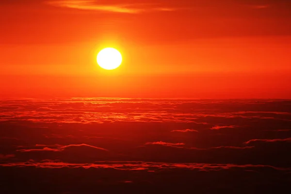 Sonnenaufgang Über Dem Atlantik Vom Pico Vulkan Azoren Portugal Aus — Stockfoto