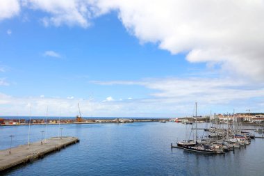 Ponta Delgada Harbour, Sao Miguel Island, Azores, Portekiz, Avrupa'nın gemi