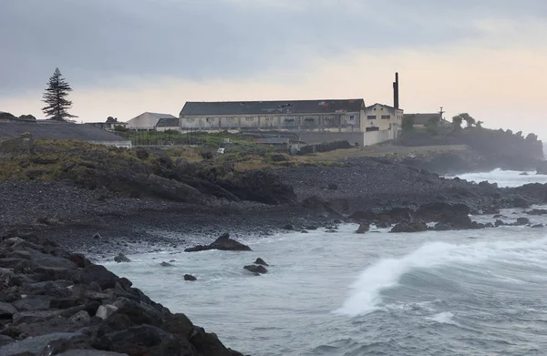 Stormy ocean waves on the shore of Pico Island, Azores, Atlantic Ocean