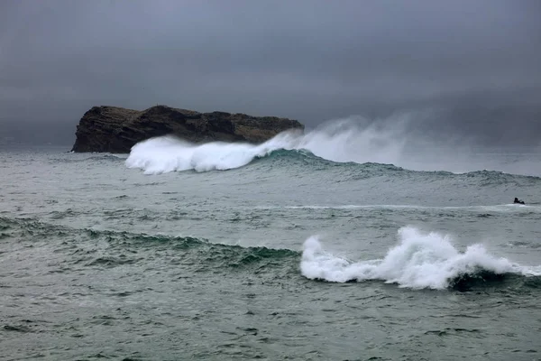 Ondas Oceânicas Tempestuosas Costa Ilha Pico Açores Oceano Atlântico — Fotografia de Stock