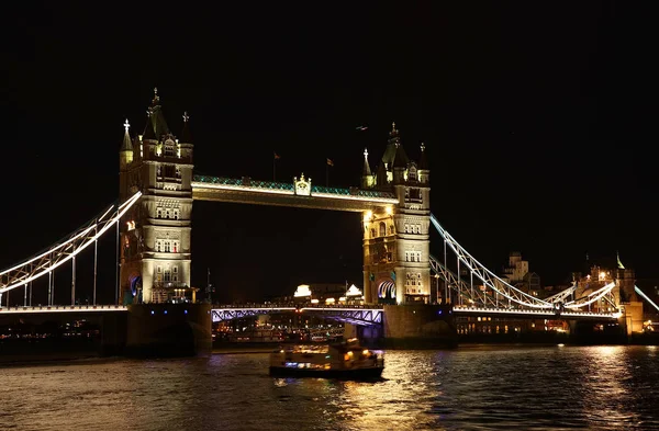 Tower Bridge Nocą London Wielka Brytania Europa — Zdjęcie stockowe