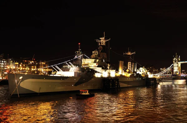 Válečná Loď Hms Belfast Řece Temži Londýně Anglie Lehký Křižník — Stock fotografie