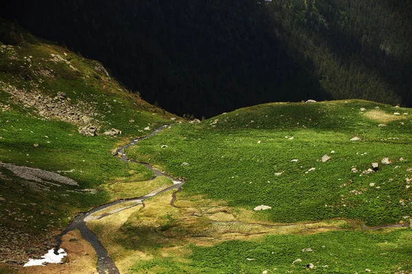 Summer Mountain Landscape Transylvanian Alps Misty Rainy Clouds — Stock Photo, Image