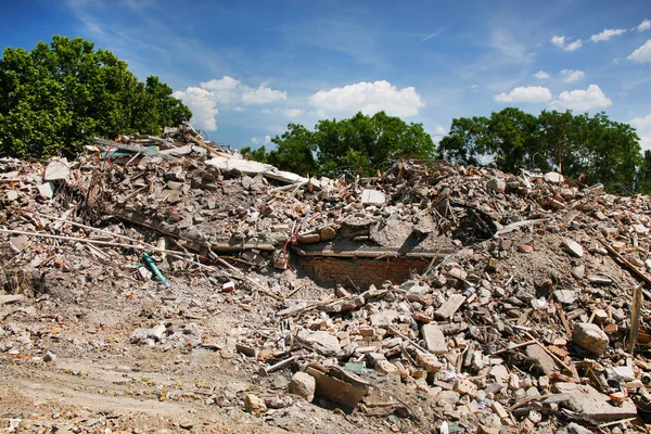 Pile Rubble Dismantled Building Demolition Site — Stock Photo, Image