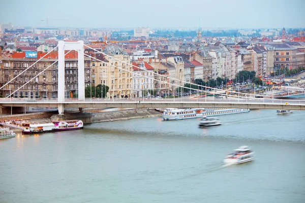 Dunaj Panorama Dunaj Budapešti Maďarsku Pohled Dunaj Budapešti Nábřeží Řeky — Stock fotografie