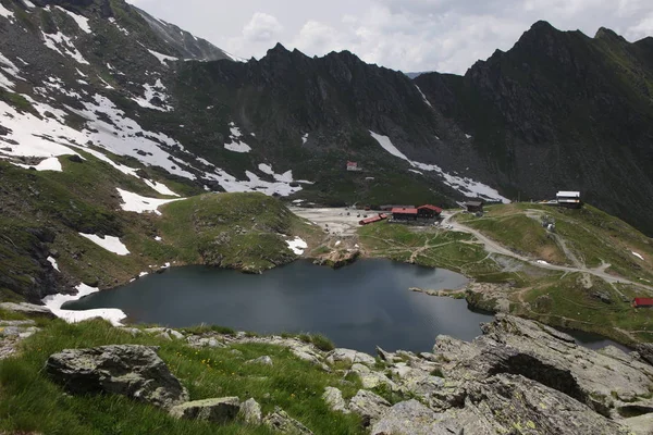 Summer Landscape Balea Lake Chalet Fagaras Mountains Carpathians Romania — Stock Photo, Image