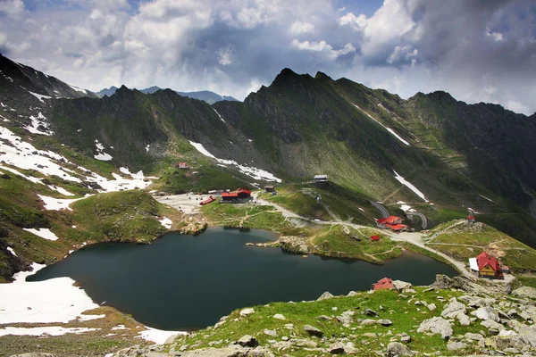 Summer Landscape Balea Lake Chalet Fagaras Mountains Carpathians Romania — Stock Photo, Image