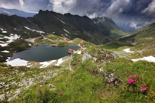 Beautiful View Balea Lake Chalet Fagaras Mountains Carpathians Romania — Stock Photo, Image