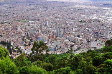 Montserrate, Kolombiya, Güney Amerika'da görülen Bogota, havadan görünümü
