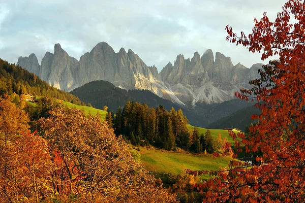 Odle Dolomiterna Gruppen Val Funes Trentino Alto Adige Italien Europa — Stockfoto