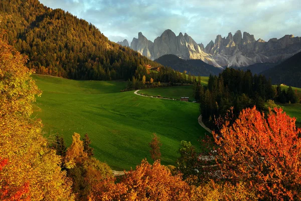 Odle Dolomites Group Val Funes Trentino Alto Adige Italia Europa —  Fotos de Stock