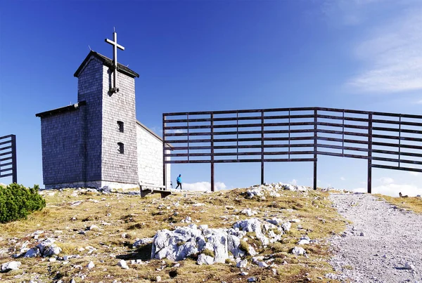 Kościół Katolicki Krippenstein Pasmo Gór Dachstein Obertraun Austrii Europie — Zdjęcie stockowe