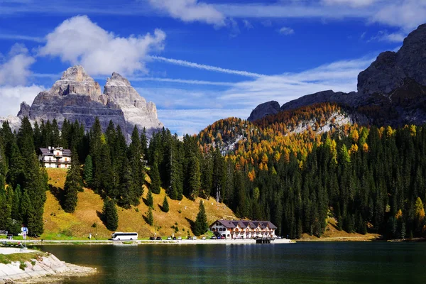 Paisaje Otoñal Lago Misurina Dolomitas Italia — Foto de Stock