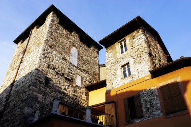 Lovere resort, Lake Iseo, İtalya, Avrupa'nın mimari detay