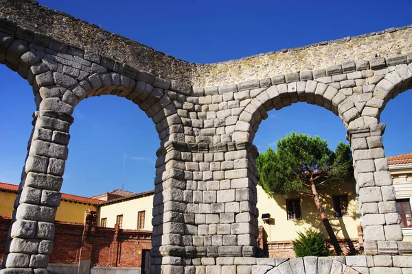 Arkitekturen Segovia Medeltida Stad Den Romerska Akvedukten Segovia Spanien Europa — Stockfoto