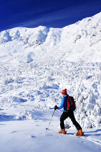 Skialpinismus Drsných Zimních Podmínkách — Stock fotografie
