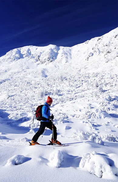Tur Kayağı Kış Koşullarında — Stok fotoğraf