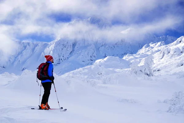 Esquí Travesía Duras Condiciones Invierno —  Fotos de Stock