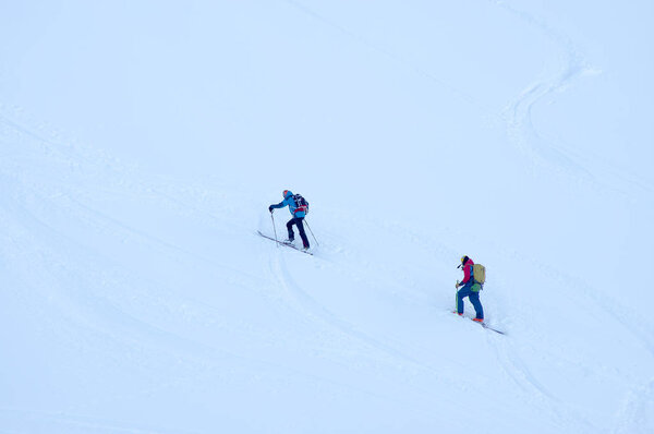 Ski touring in harsh winter conditions