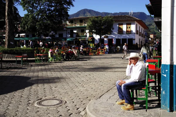 Geleneksel Mimarisinde Pitoresk Kasaba Jardin Antioquia Colombia Güney Amerika — Stok fotoğraf